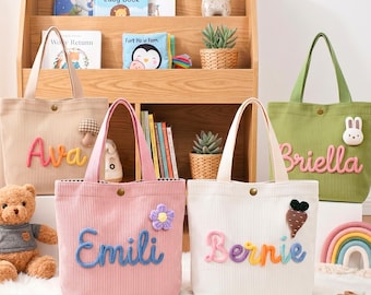 Bolsa infantil personalizada com bordado, bolsa com nome personalizado para crianças pequenas, mochila escolar, presente de Natal, presente de viagem para crianças