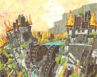 Cliffside Falls Art Print Maydak