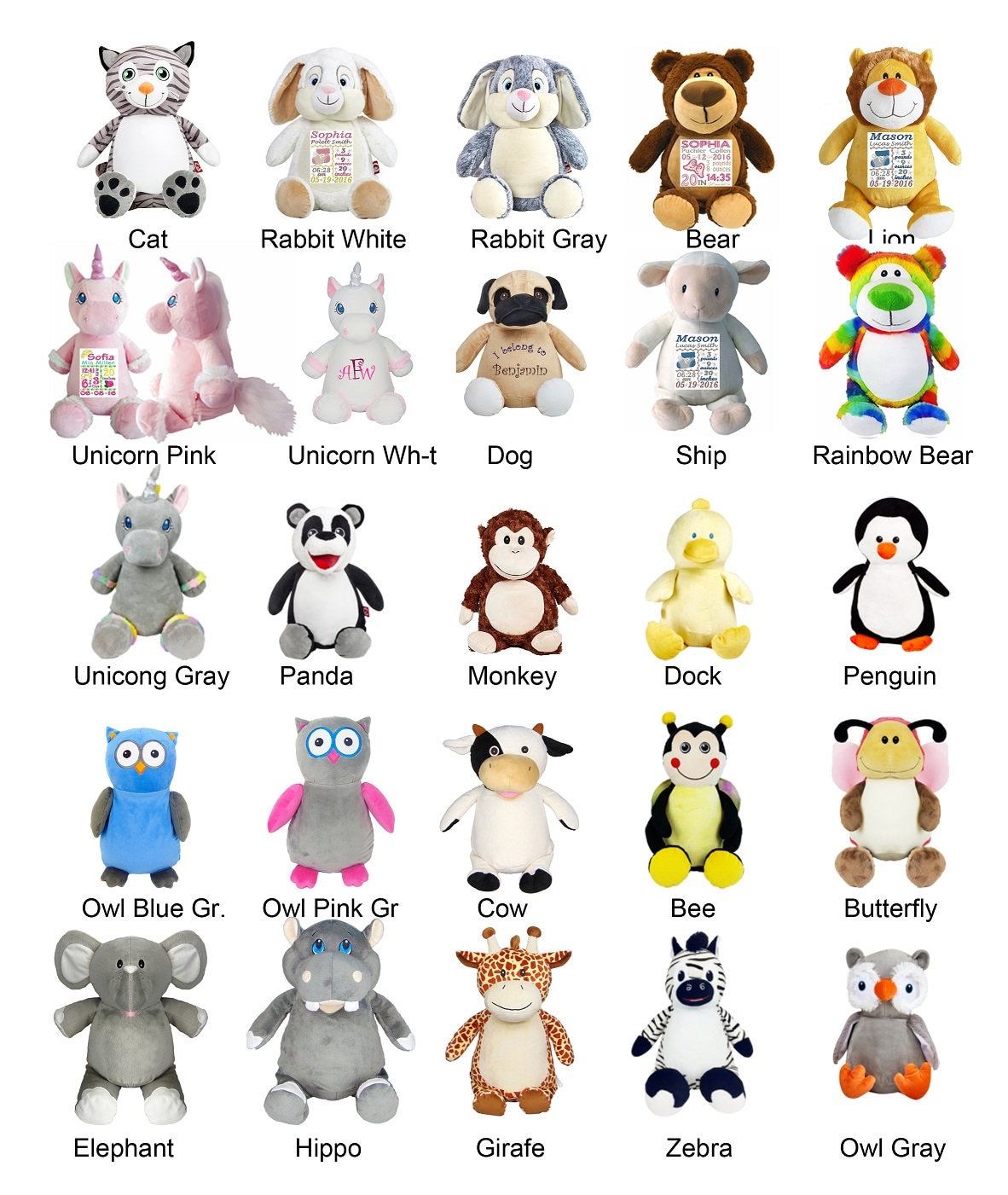 Birth stats stuffed animal Etsy