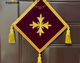 Orthodox Epigonation with Gold Embroidered Cross | Handmade Clergy Liturgical Vestment Accessory