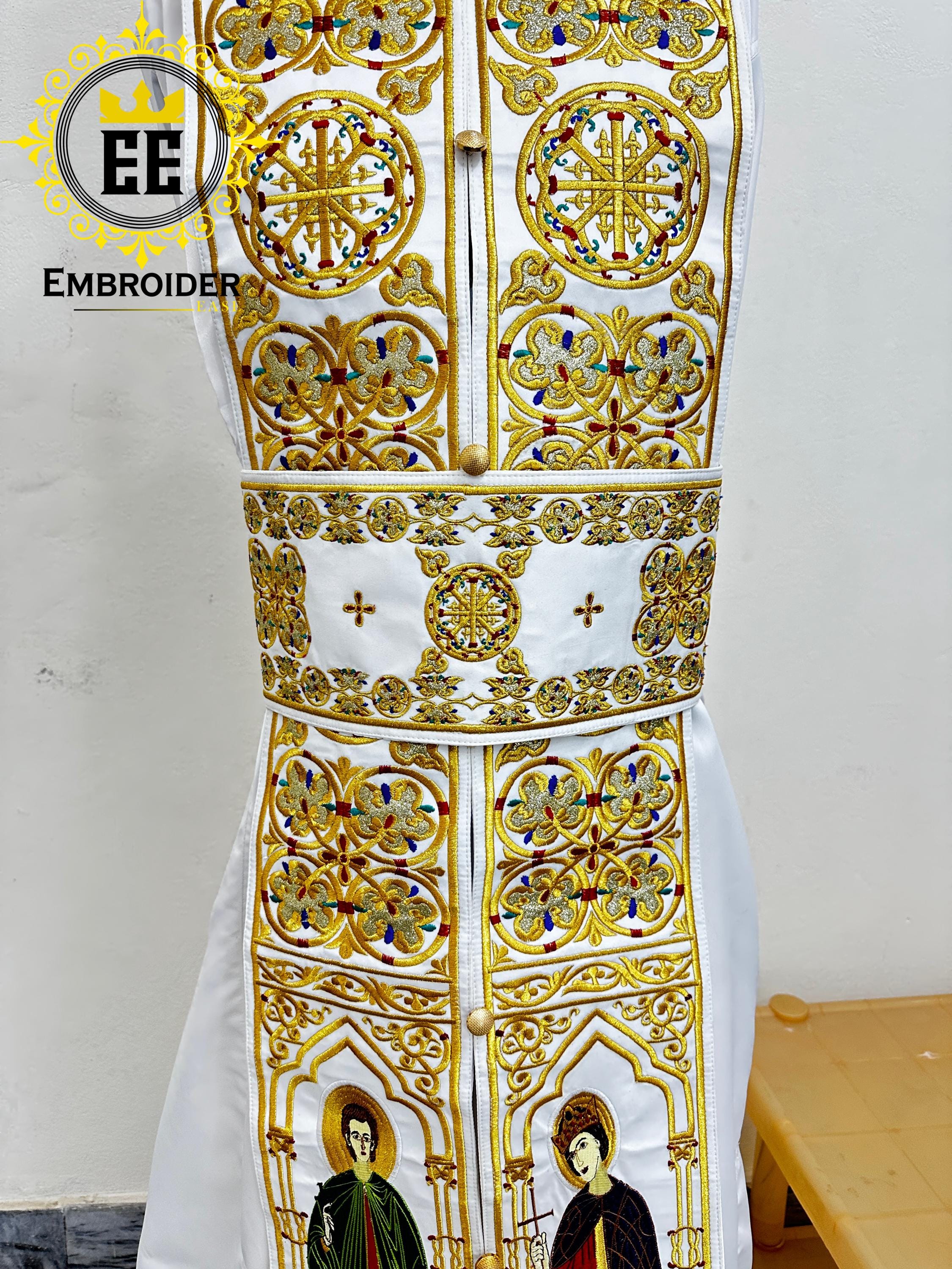Orthodox Priest Vestment Set White & Gold | Icon Embroidered Liturgical ...