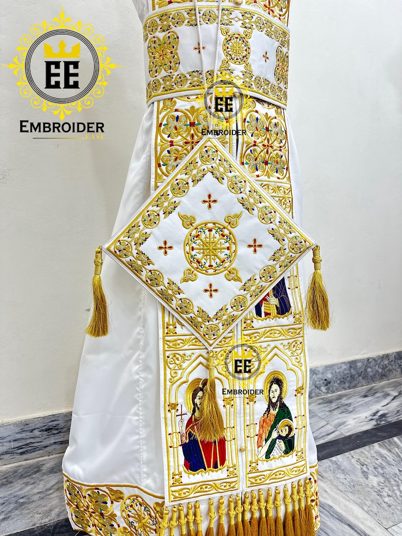 Orthodox Priest Vestment Set White & Gold | Icon Embroidered Liturgical ...