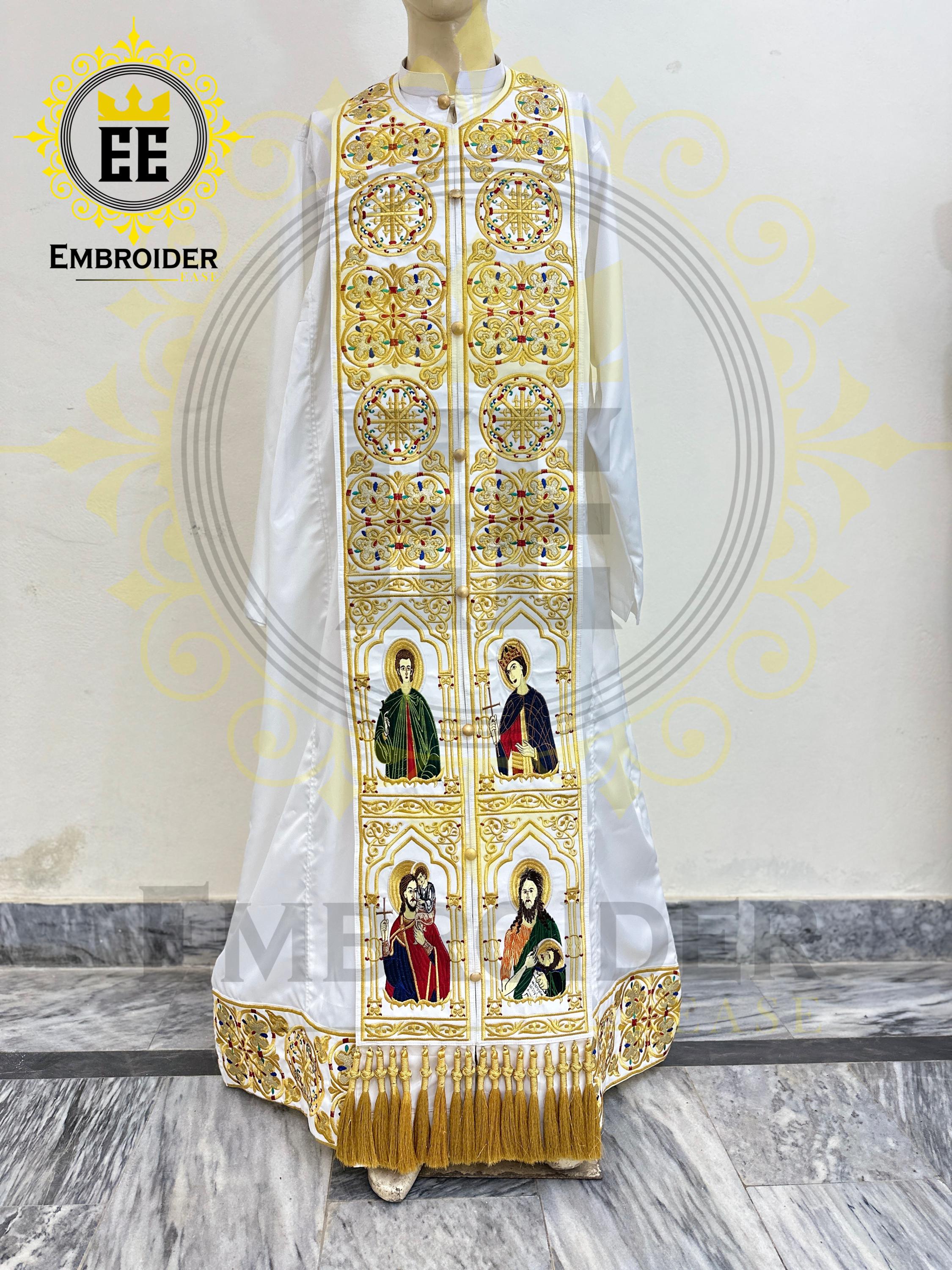Orthodox Priest Vestment Set White & Gold | Icon Embroidered Liturgical ...