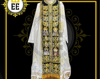 Epitrachelion – Orthodox Priest Stole, Gold Embroidered Liturgical Vestment, Luxury Church Garment