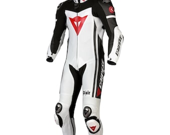Dainese Motorbike Genuine Leather Racing Suit for Men - Professional Biker&#39;s Racing Suit Premium Armored CE Approved Level 2 Protectors