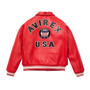 Mens Red Avirex Leather Jacket Handmade Avirex Biker Jacket Mens KNICKS KITH Zipper Jacket AVIREX Racing Jacket Kith And Avirex Jacket