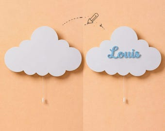 Personalized Cloud Night Light, Custom Name LED Wall Lamp, Wooden Nursery Decor, Baby Room Light, Cloud Wall Decor, Newborn Baby Gift.
