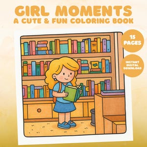 Cozy Coloring Pages PDF Girl Moments Coloring Book Bold and Easy Cute Simple Coloring Book Kawaii Coloring Book Comfy Days PNG Coloring Book