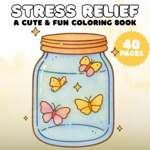 Stress Relief Coloring Book Cozy Coloring Pages PDF Cute Simple Coloring Book Bold and Easy Kawaii Coloring Book Comfy Days Coloring Book