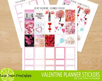 Valentine's Day Planner Stickers: Pink February Theme (PDF, PNG, SIL)