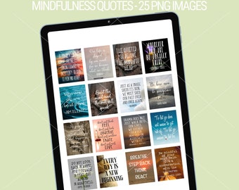 Mindfulness Quotes for Digital Planners | Printable Quotes | iPad Planner | Motivational Quotes | Individual PNG Quotes - 1.5x1.9inches