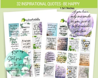 Be Happy Planner Stickers: Inspirational & Motivational Quotes (PDF)