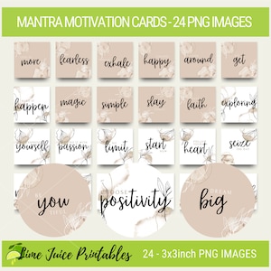 Afdrukbare positieve inspirerende kaarten | Motiverende kaarten | Positieve Citaten | Mantra-berichten | Citaatkaarten | Inspirerende uitspraken | 3x3inch