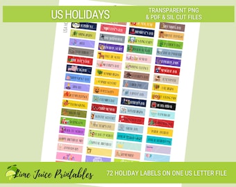 Amerikaanse vakantieplannerstickers | Labels voor feestevenementen (afdrukbaar)