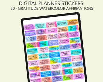 Digital Planner Gratitude Stickers | Goodnotes Planner Stickers | Printable Affirmations | iPad Planner | Motivational Stickers