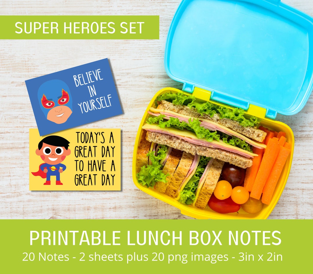Superhero Lunchbox Notes for Boys - 3x2in Card Images - Etsy