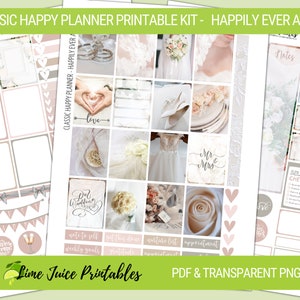 HOCHZEIT - Happily Ever After | Druckbarer Planner Aufkleber | Hochzeit Printable Sticker Kit | Wochenset | Happy Planner