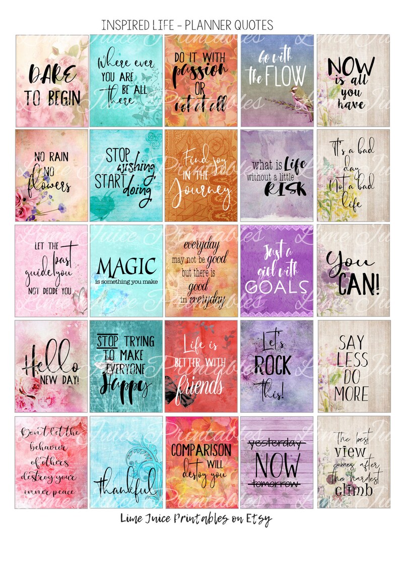 INSPIRED LIFE PLANNER Printable Planner Quotes planner - Etsy