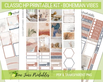 Boho Planner Stickers: Classic Happy Planner Kit (Printable PNG/PDF)