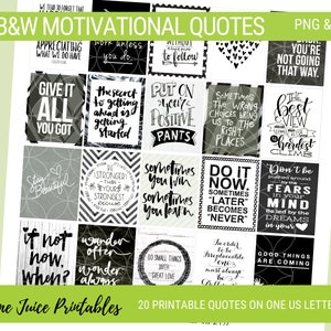 Inspiration in Black & White: Printable Planner Quotes Set for Journal and Planner