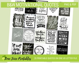 Inspiration in Black & White: Printable Planner Quotes Set for Journal and Planner