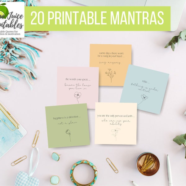 Motivational-Inspirational Quotes - Mantras | 20 Printables | Printable Quote | Instant Digital Download-3x3inch