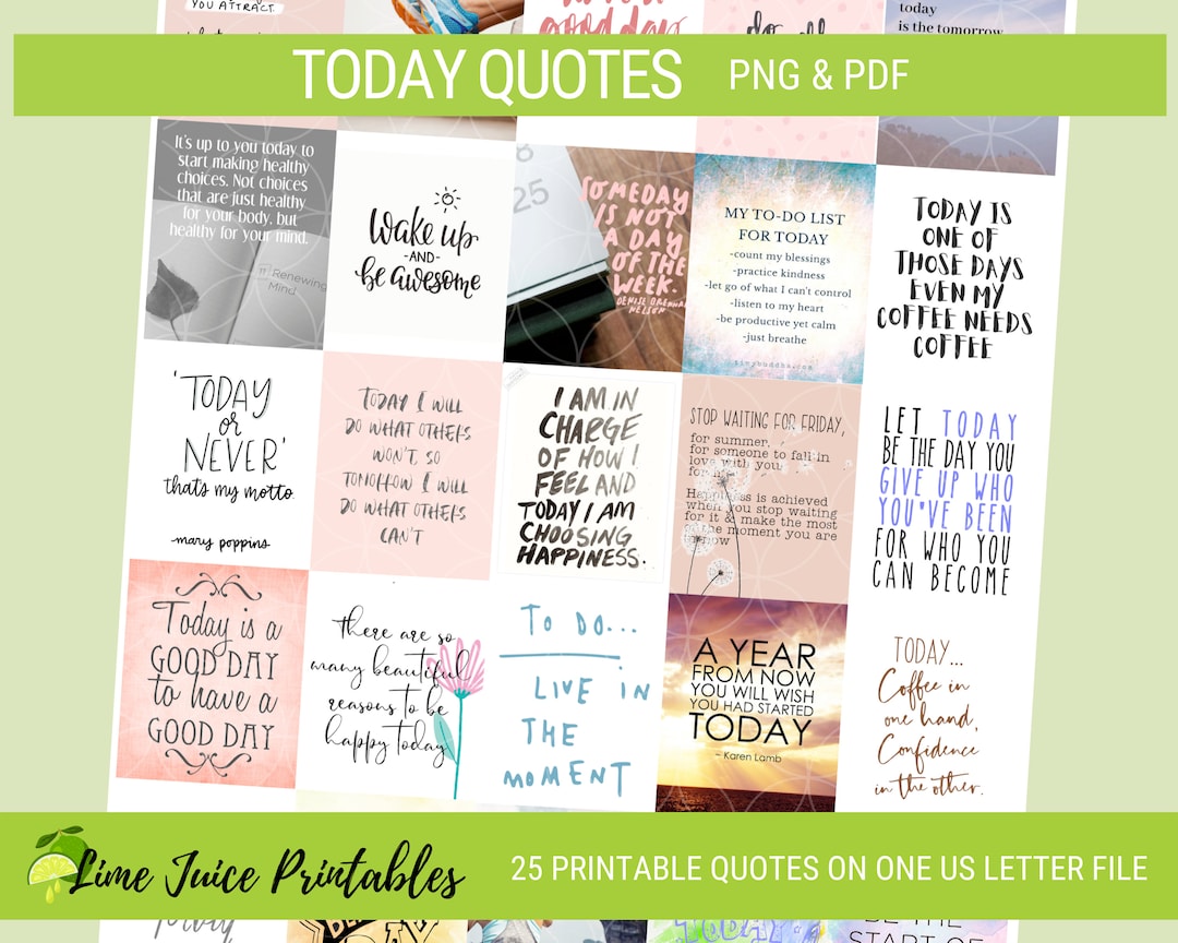 TODAY QUOTES for Planners, Quote Stickers, Printable Planner Stickers