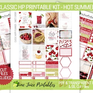 SWEET CHERRY, Printable Planner Stickers, Classic Happy Planner Printables, Summer, Weekly Planner Kit