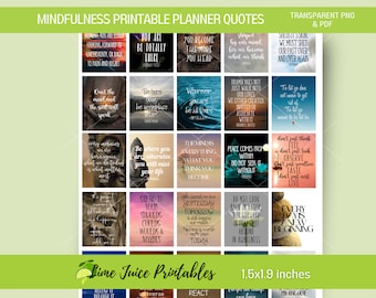 Mindfulness Quotes: Inspirational Planner Stickers (PNG & PDF)
