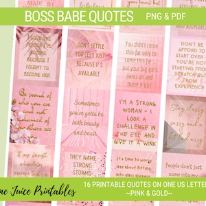 BOSS BABE Quote Stickers|Printable Planner Stickers|Planner Quotes|Life Quotes|Inspirational|Motivational Quotes|Pink and Gold
