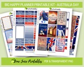 Australia Day Planner Stickers: Big Happy Planner Week Kit (Printable PNG)