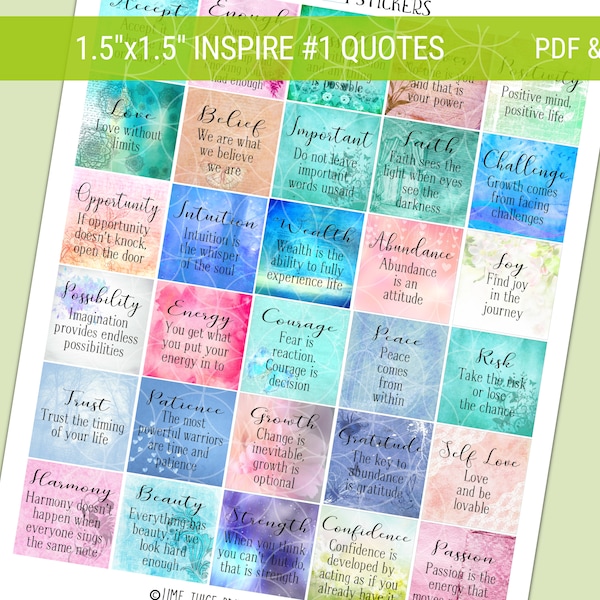 INSPIRE~1 Quotes|Printable Planner Stickers|Affirmation Stickers|Planner Stickers