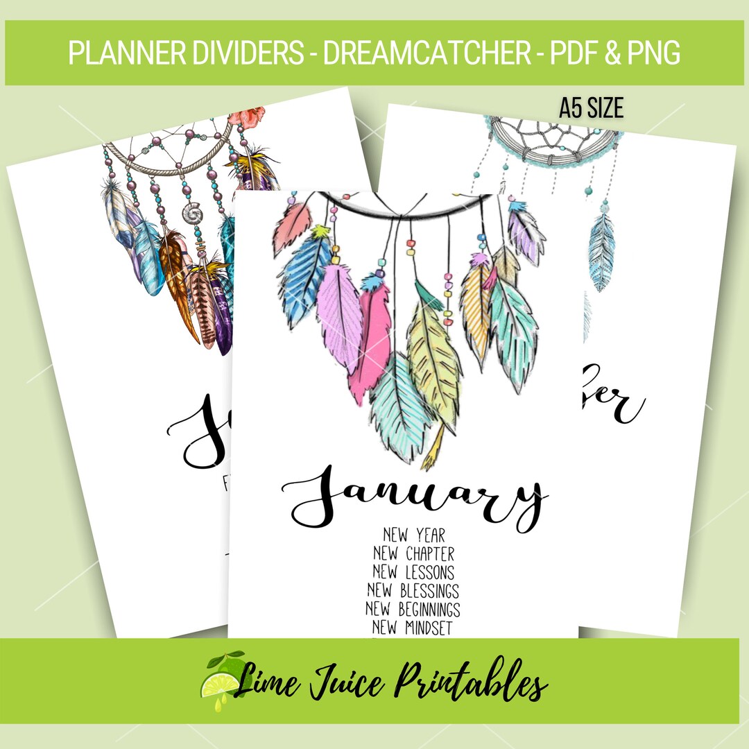 12 Printable Quote Dashboards, Monthly Divider Quotes, A5 & US Letter ...