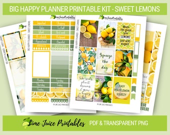 Sweet Lemons Planner Stickers: Happy Planner Week Kit (Printable PNG)