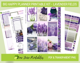 Printable Big Happy Planner Stickers |Week Kit|Floral Stickers|Transparent PNG included