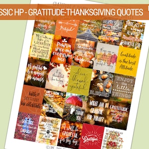 GRATITUDE-THANKSGIVING Printable Quote Stickers, Classic Happy Planner Stickers, Autumn, Celebration, November, Life Quotes