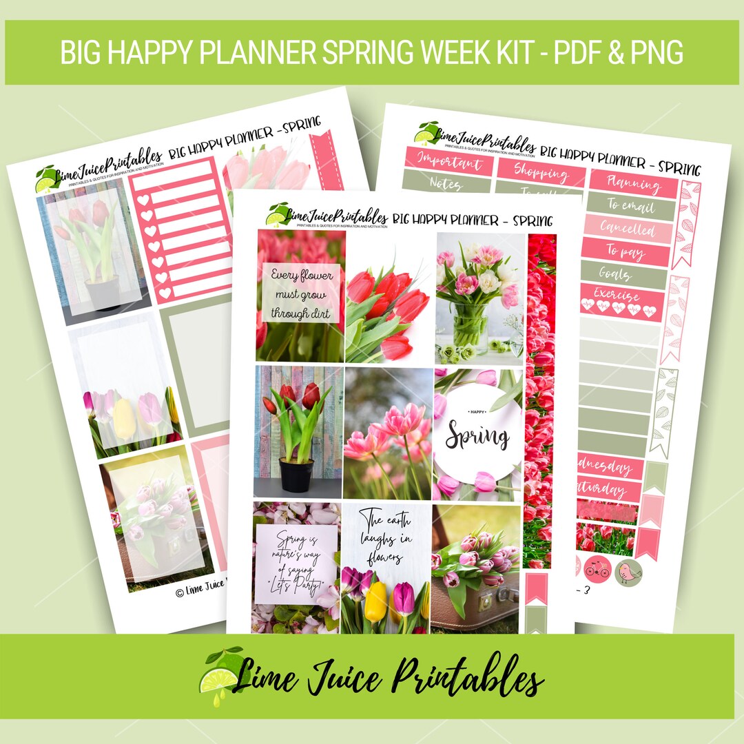 Tulip Time: Spring Planner Stickers for Your Big Happy Planner, Weekly ...