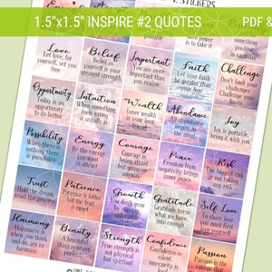 INSPIRE~2 Cotizaciones, Pegatinas imprimibles del planificador, Pegatinas de afirmación, Citas inspiradoras