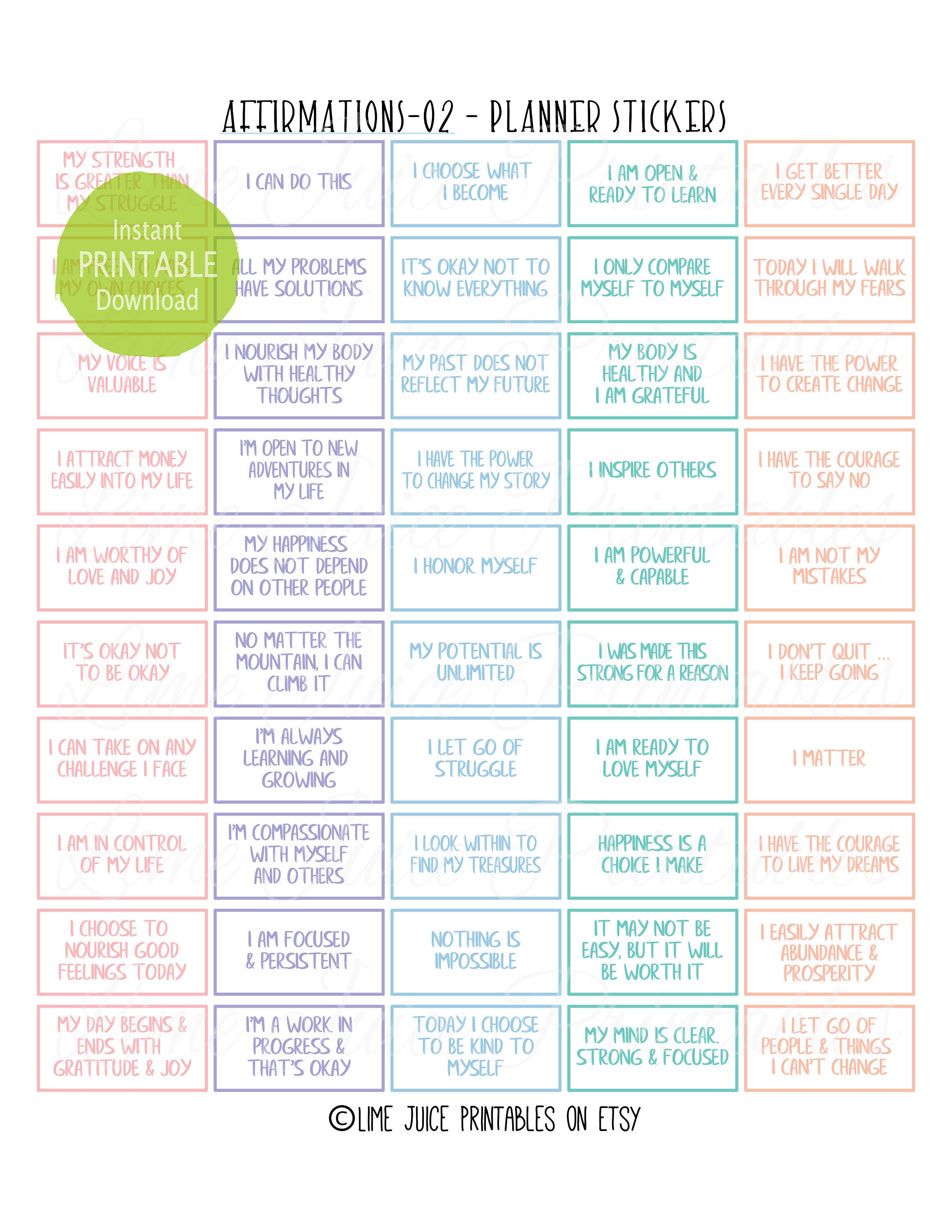 Positive Affirmations|planner Quotes|digital Inspirational-planner ...