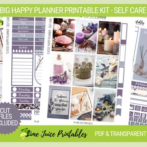 Mindful Planning: Big Happy Planner Stickers for Self-Care and Mental Health, Transparent png and SIL Cut Files included