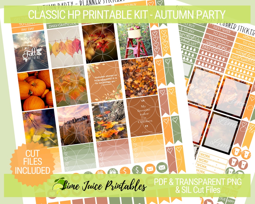 Autumn Fall Printable Planner Stickers Autumn Weekly Kit - Etsy