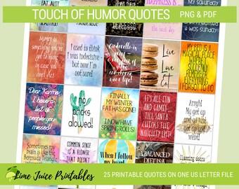 TOUCH OF HUMOR Planner Quotes, Quote Stickers. Printable Planner Stickers, Life Quotes, Funny, Motivational Quotes