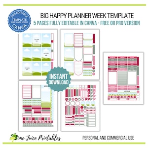 Bearbeitbare Canva Planner Sticker Vorlagen - Big Happy Planner Week Kit - persönliche oder kommerzielle Nutzung, druckbare Planneraufkleber verkaufen