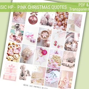 PINK CHRISTMAS Printable Planner Stickers, Decorative Stickers, Christmas Stickers, Decorative Christmas Images