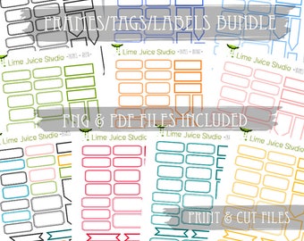 Labels voor dagboeken: plakboeklijsten en tags (digitale download)