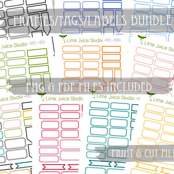 10 Sheets Journaling Labels-Digital Download-Project Life Digital-Scrapbooking-Print & Cut-PNG/PDF/SVG plus **free** Silhouette Cut File