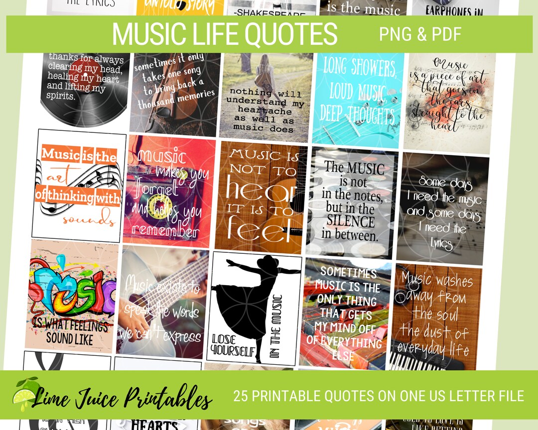 MUSIC QUOTES, Printable Stickers, Downloadable Quotes, Life Quotes, Inspirational, Motivational ...