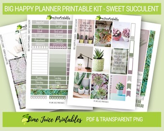 Succulent Planner Stickers: Calming Week Kit for Big Happy Planner (PDF & PNG)
