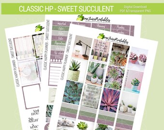 Succulent Planner Stickers: Calming Classic Happy Planner Kit (Digital Download)