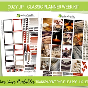 Elevate Your Autumn-Fall Experience with Our Cozy Up Printable Classic Happy Planner Stickers